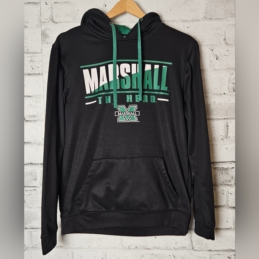 Marshall Thundering Herd Hoodie Black Green NCAA Pullover Small